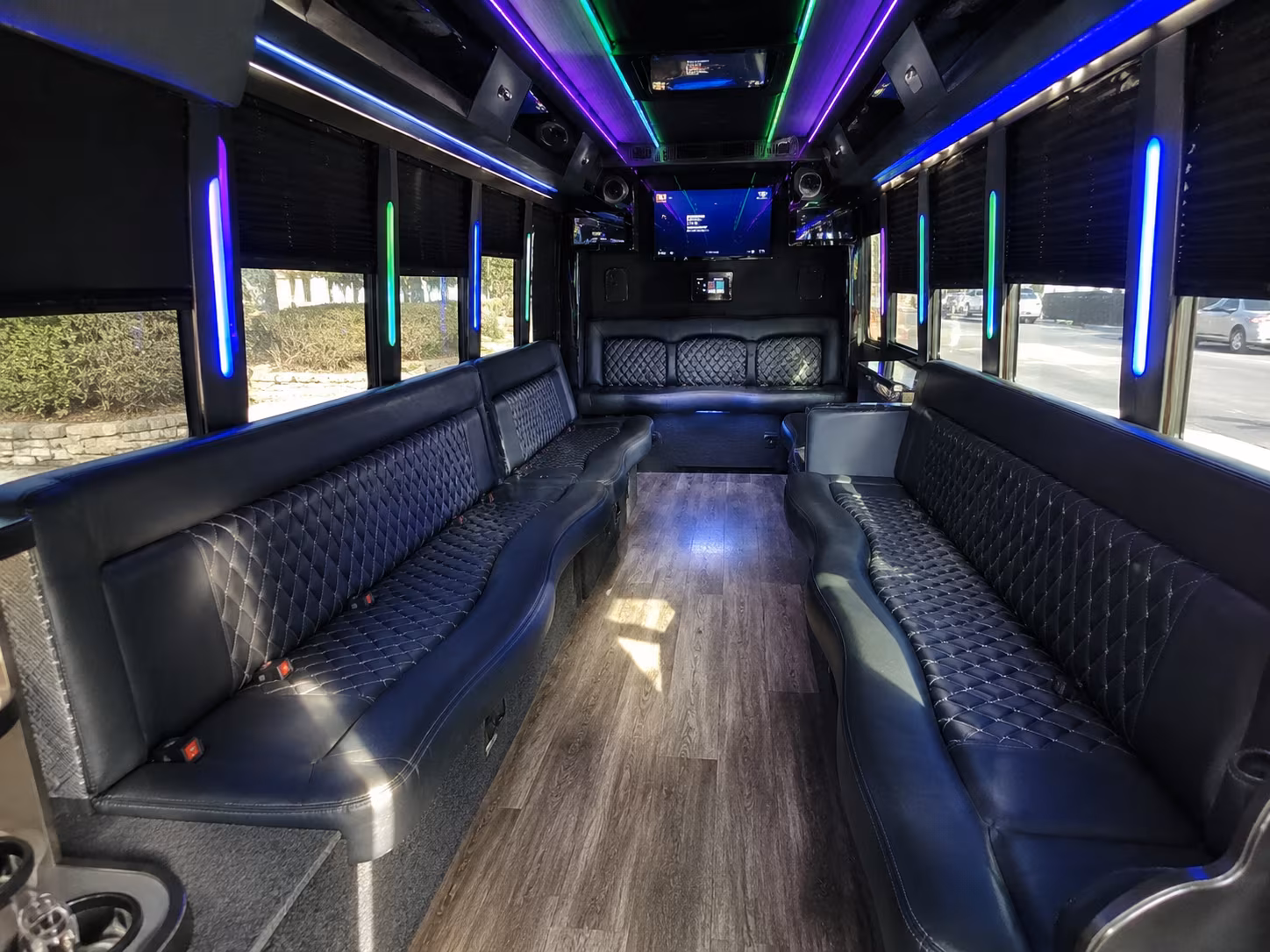 macon 15 passenger party bus interior