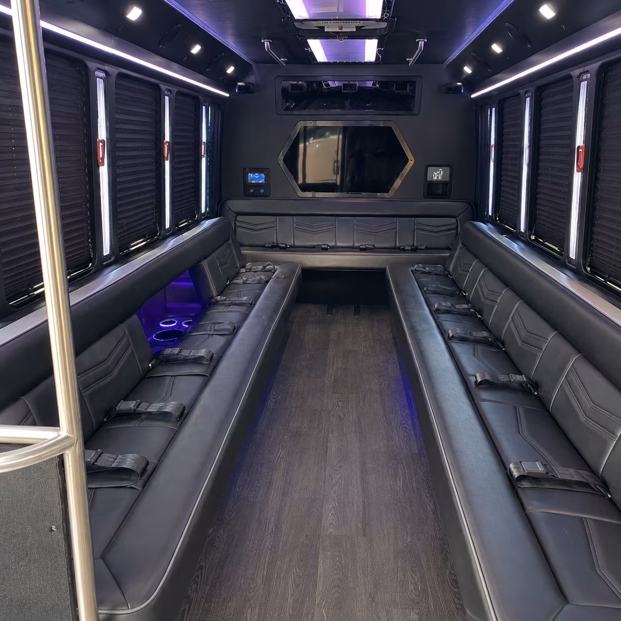 macon 18 passenger party bus interior