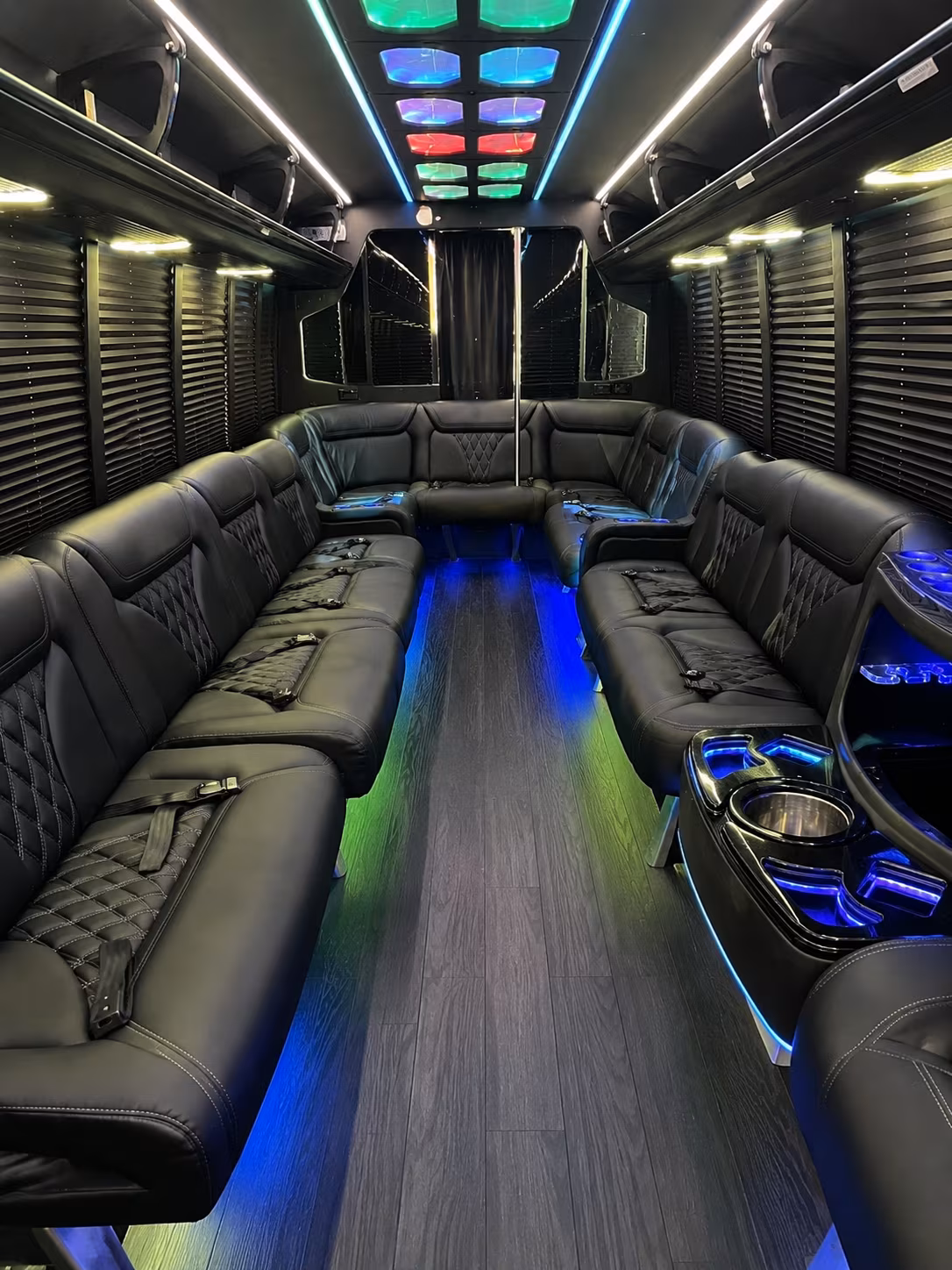macon 20 passenger party bus interior