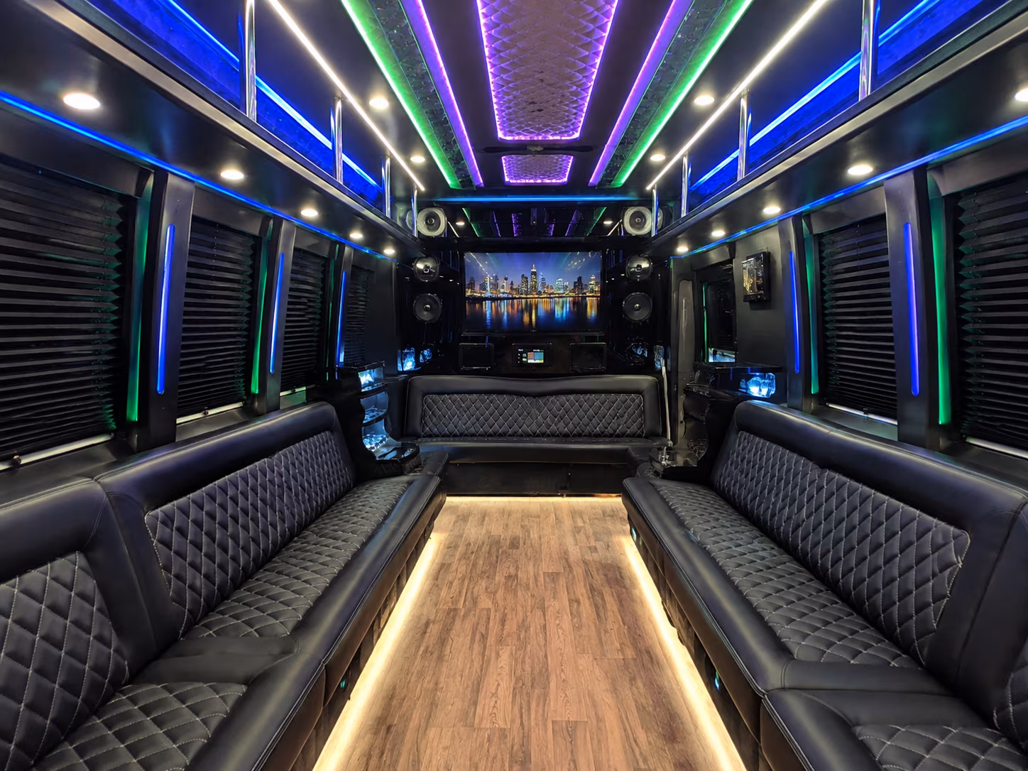 macon 25 passenger party bus interior