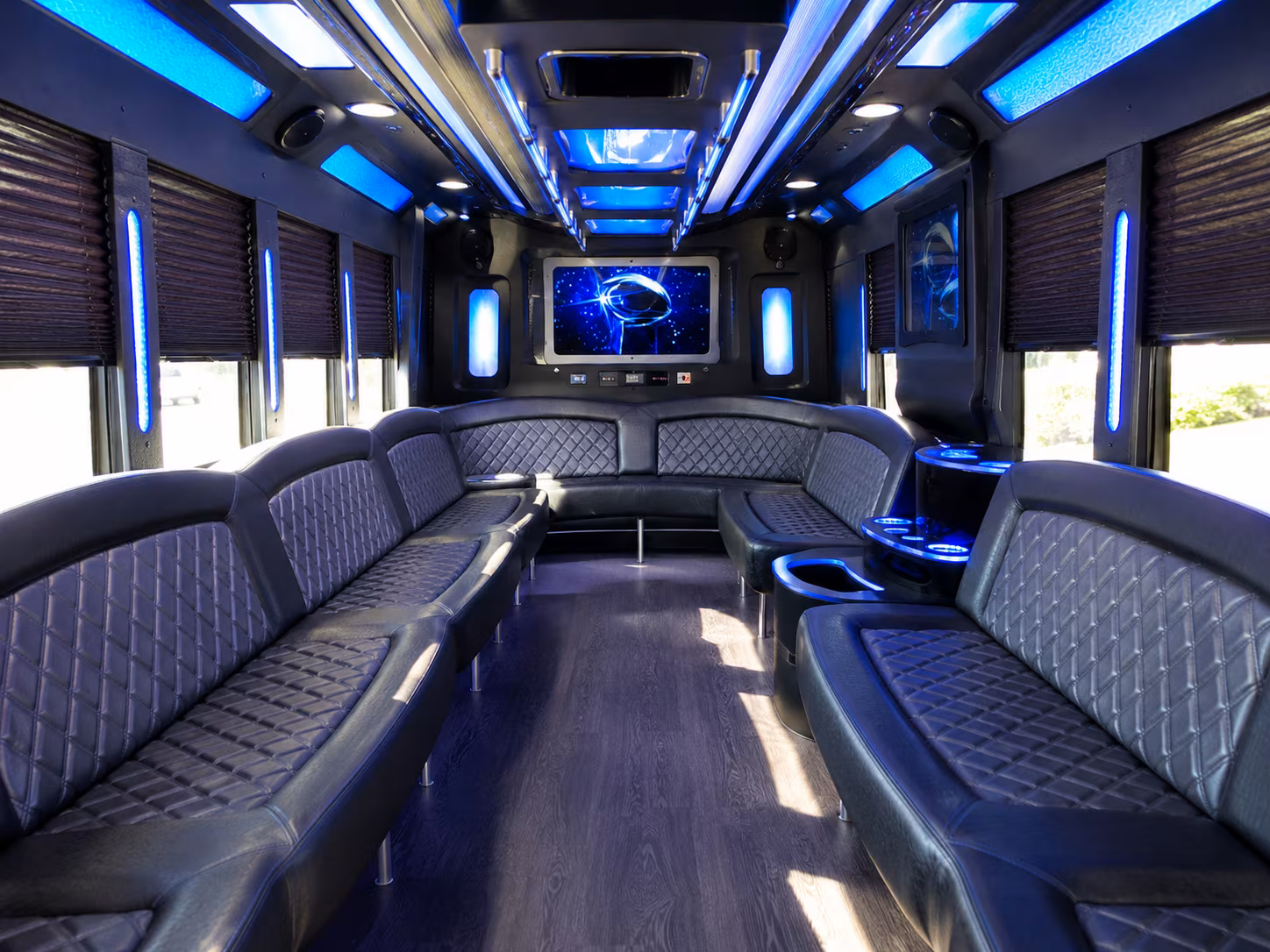 macon 28 passenger party bus inside