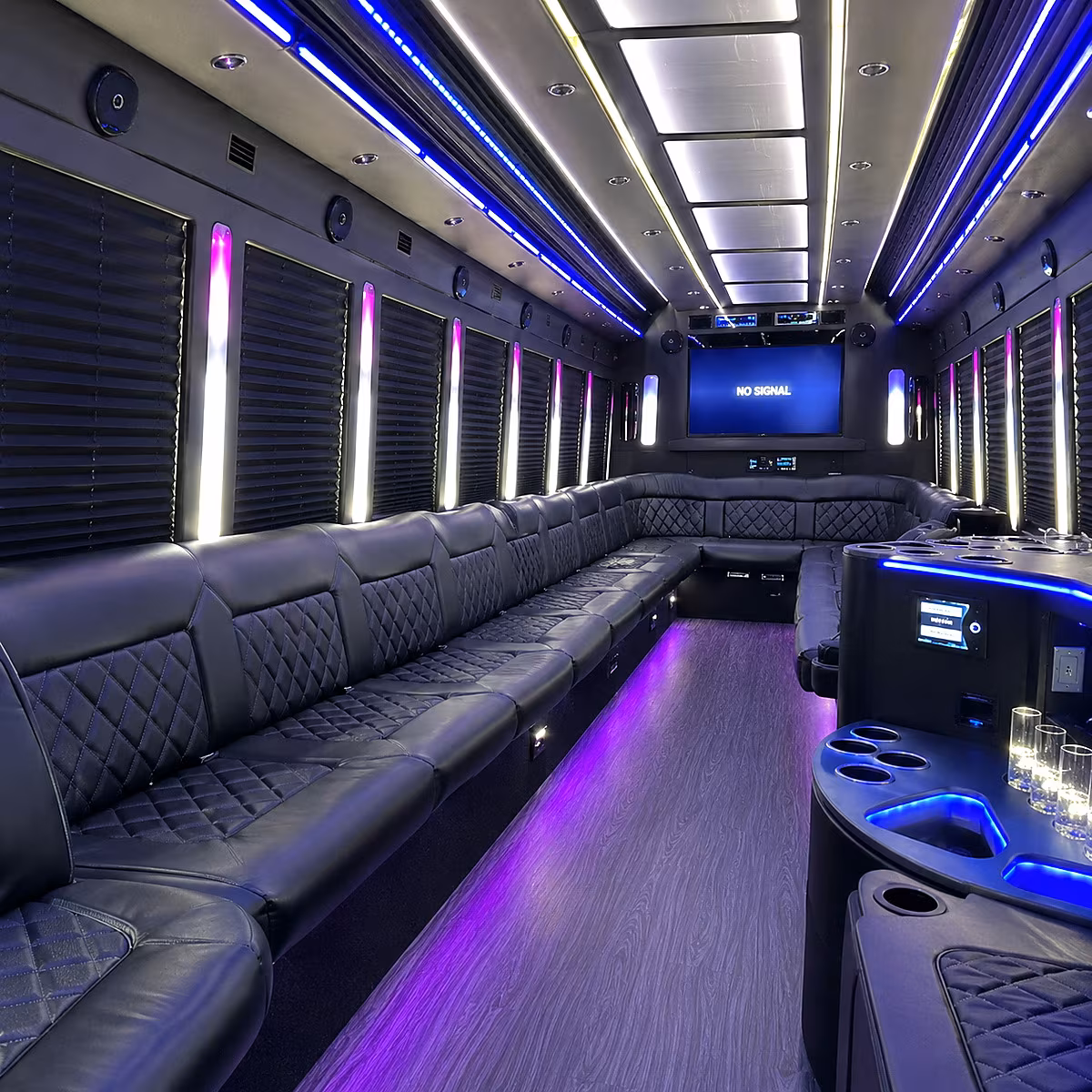 macon 30 passenger party bus inside