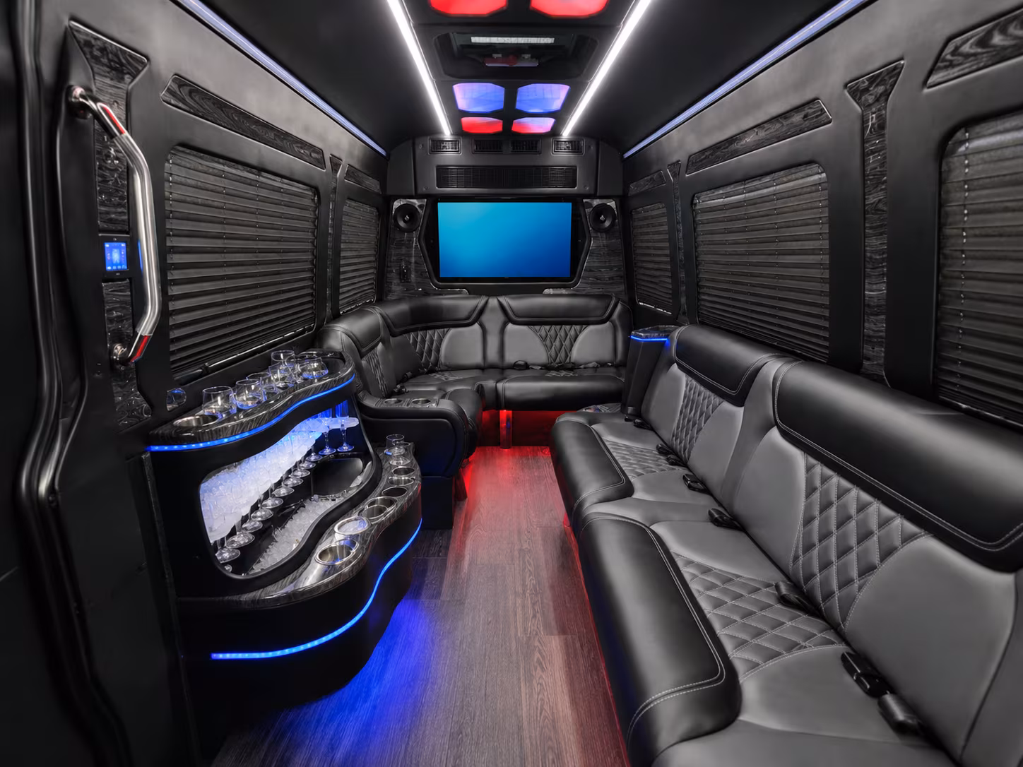 macon 40 passenger party bus inside