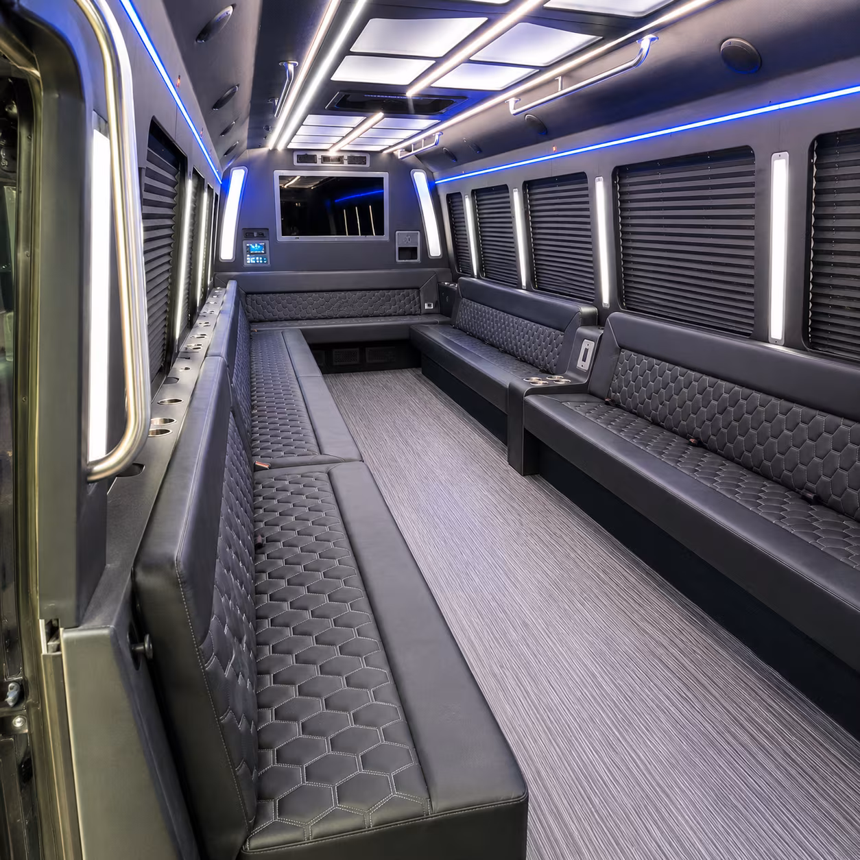 macon 40 passenger party bus interior