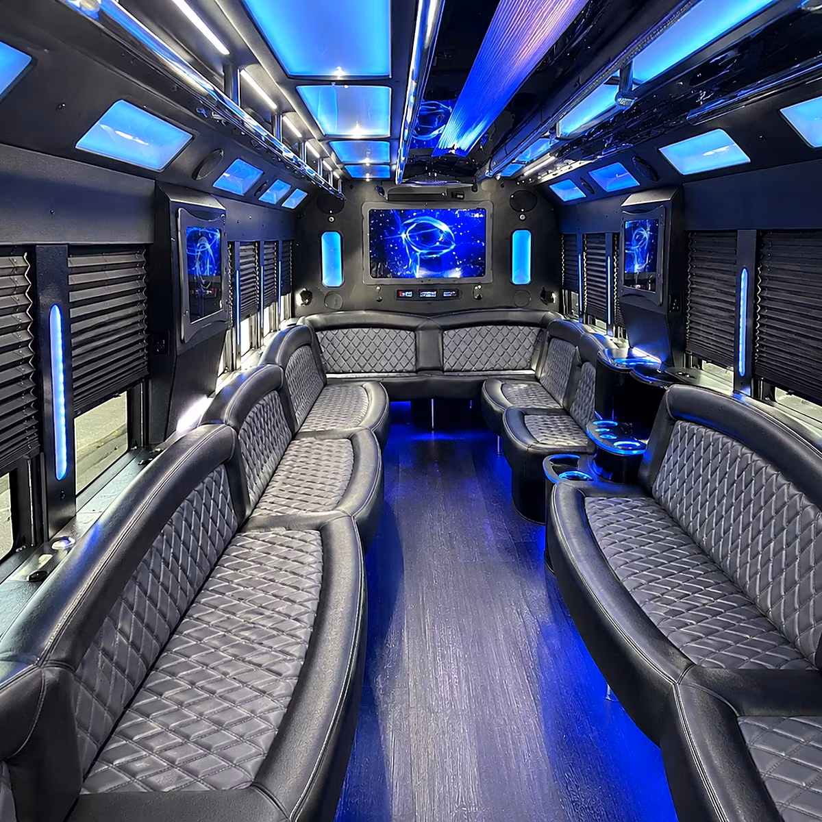 macon 50 passenger party bus interior