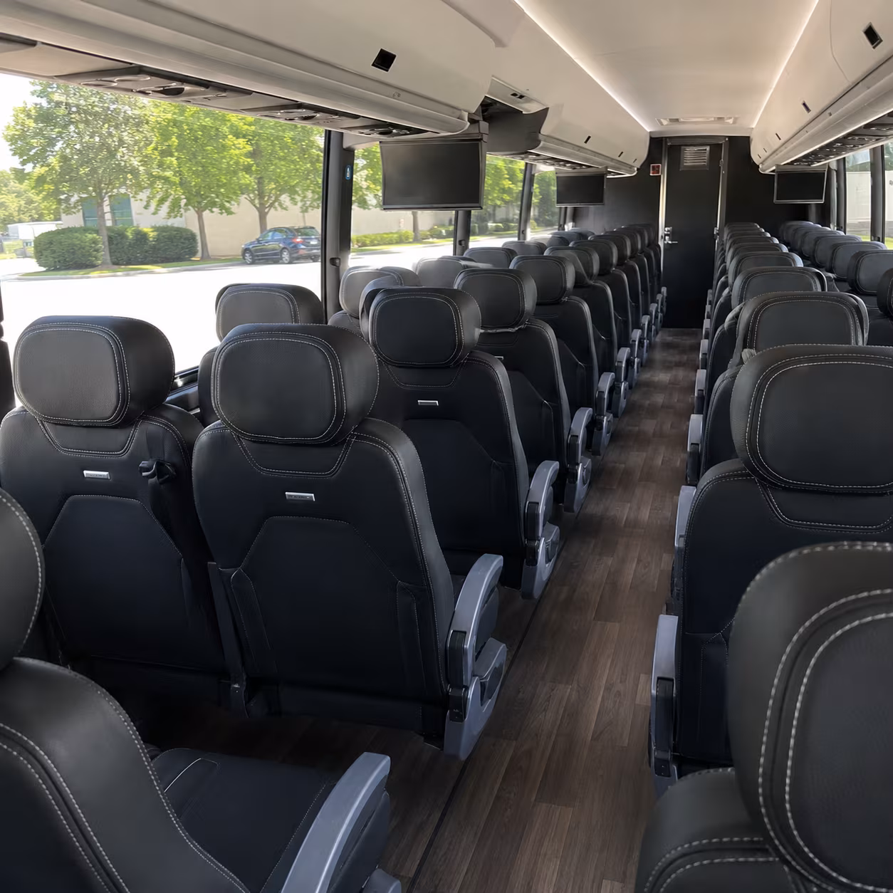 macon 56 passenger charter bus inside